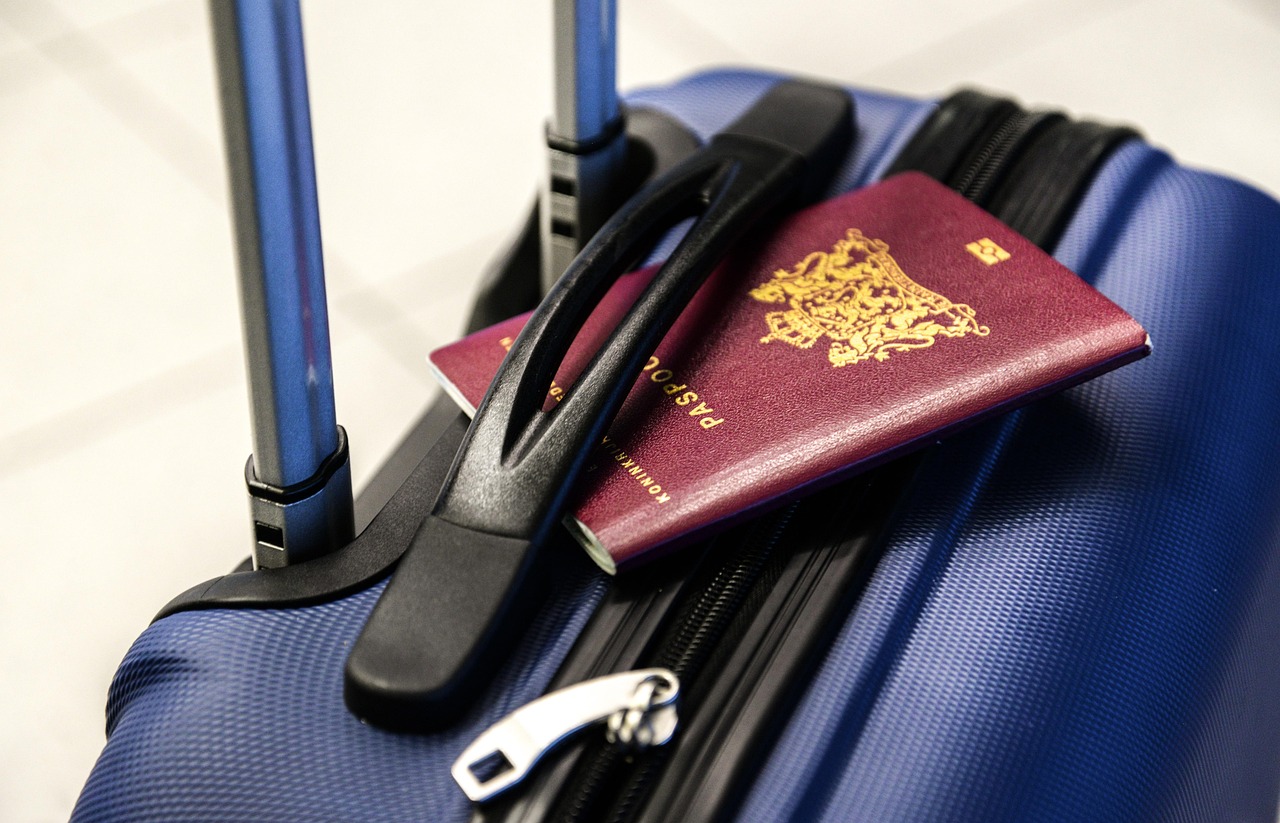 paszport leżący na walizce
